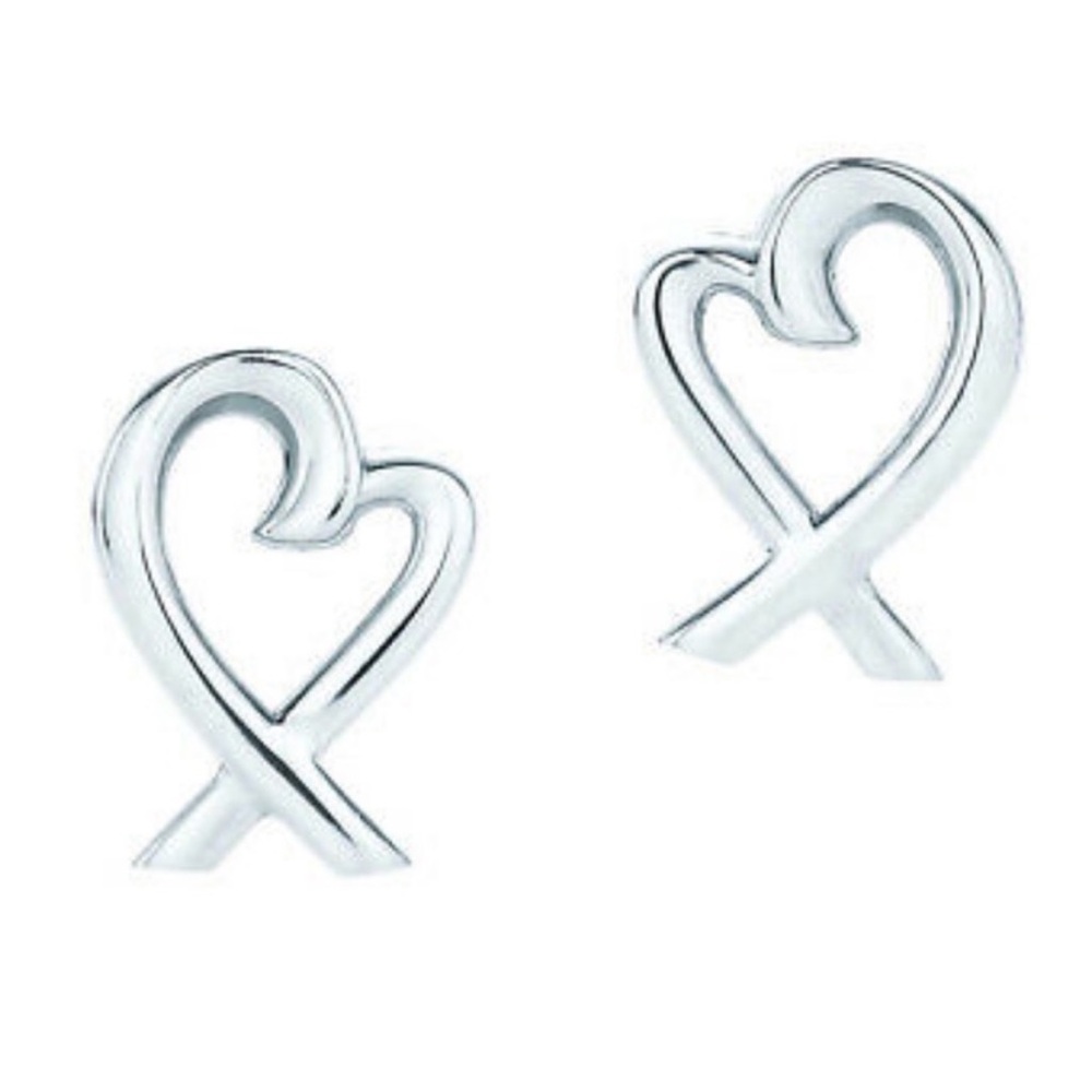 Tiffany & Co Sterling Silver Heart Earrings with Pouch